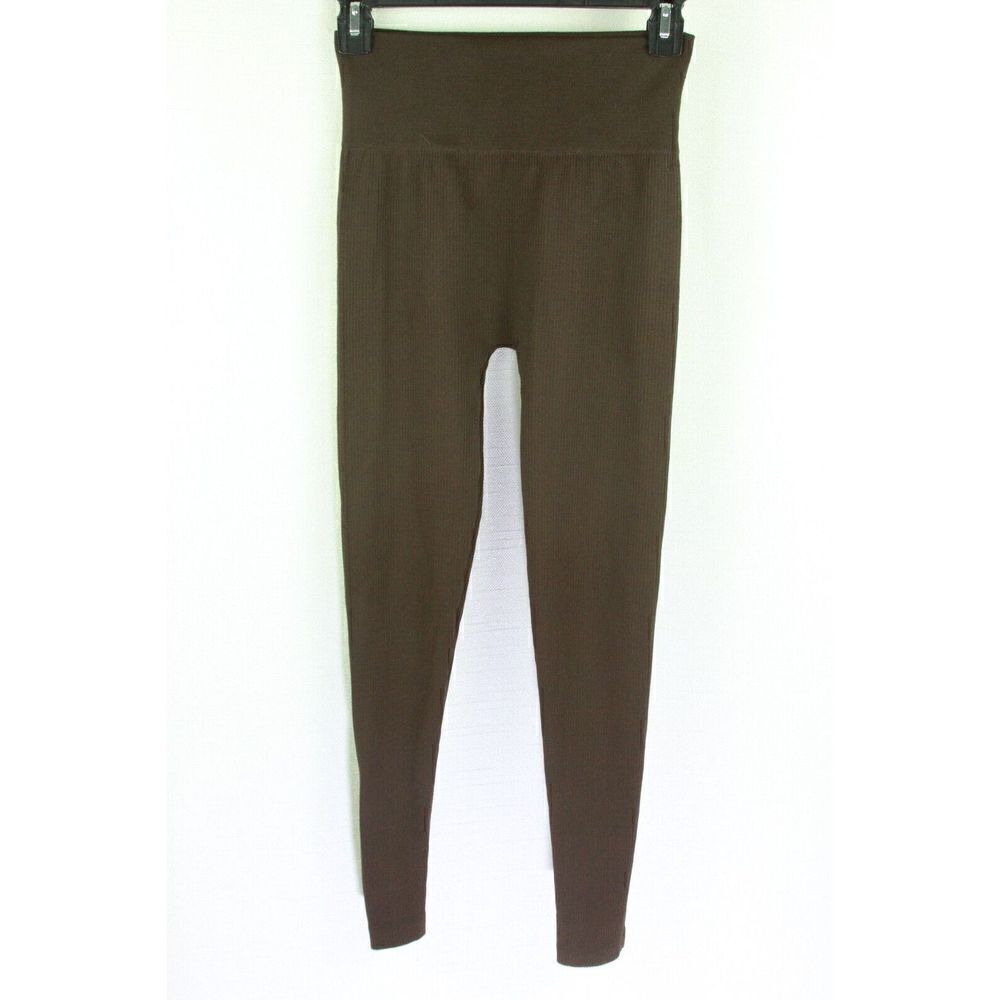 Streetwear Society Ribbed Leggings Brown Ankle Length Womens Small